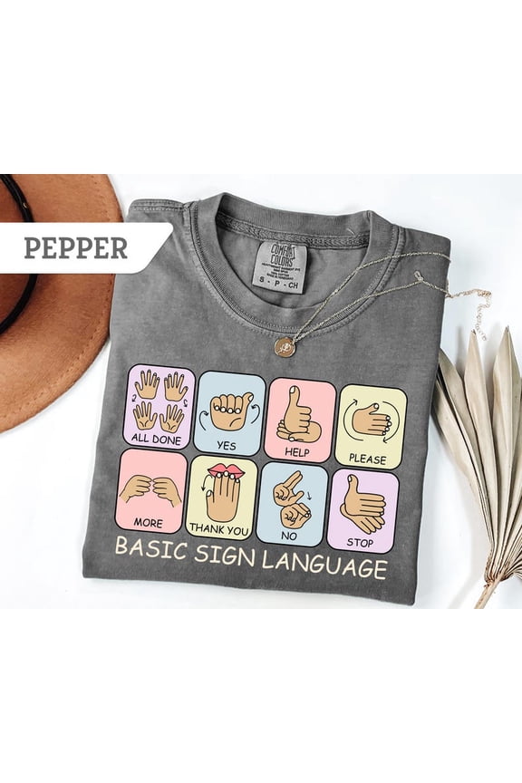 Basic Sign Language ASL Speech Therapist T-Shirt All Size S-3XL