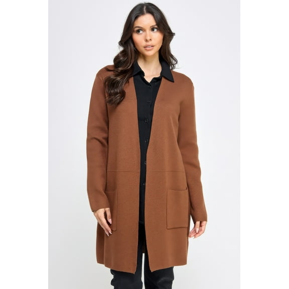 Basic Soft Long Line Open Front Sweater Cardigan