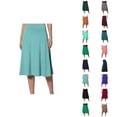 thumbnail image 1 of Basic Solid Flare Midi Skirts for Women High Waisted Lightweight A Line Flowy Skirt, 1 of 6