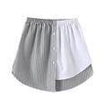thumbnail image 1 of Basic Solid Stretchy High Waist A-line Flared Casual Mini Skirt Women's Layered Tiered Sheer Stripe Printing Casual Pleated Skirt for Women, 1 of 6