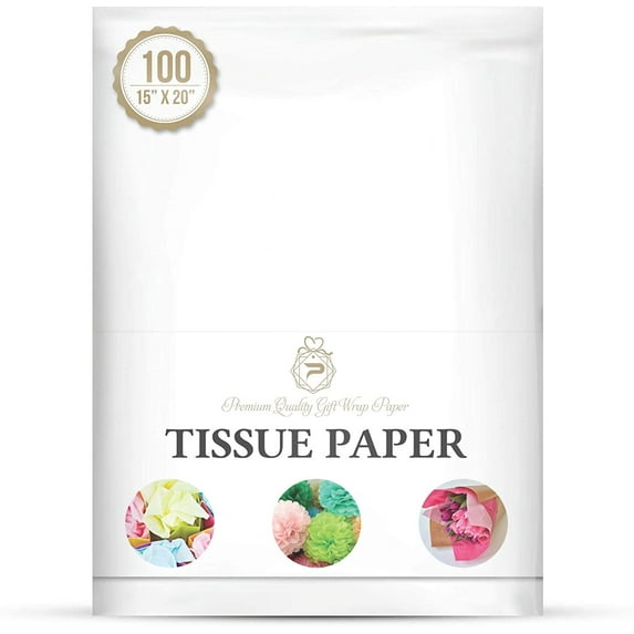 Basic Solid White Bulk Tissue Paper 15" x 20" - 100 Sheets