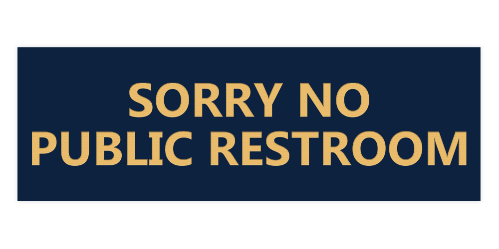 Türschild 'Sorry No Public Restroom' – 15,2x20,3 Cm, Lasergraviert, Mit Klebeband, Rot/gold