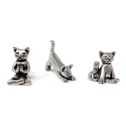 Basic Spirit Yoga Cat Figurine Set Pewter-Mini 3 pc. Set