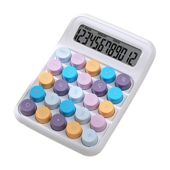 Basic Standard Calculators 12-Digit LCD Display - Mini Digital Desktop Calculator Pocket Size for Home Office Finance Professional Tool(White/E)
