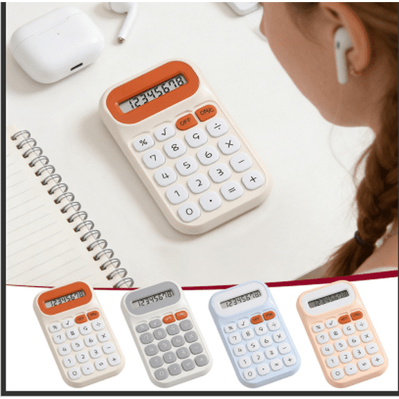 Basic Standard Calculators, 4.2"x 2.4" Small Digital Desktop Calculator with LCD Display, Battery Solar Power Smart Calculator Classroom Office Family Standard Functions, NCHKUN(A)