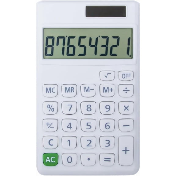 Basic Standard Calculators Small Digital Desktop Calculator with 8-Digit LCD Display, Battery Solar Power Smart Calculator Children's School Adult Office Family Standard Functions (8 Bit White)