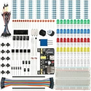 Basic Starter Kit for Arduino Project,Breadboard, Power Supply, Jumper Wires, Resistors, LED, Electronic Fun Kit Compatible with Arduino R3 Project, Arduino Mega2560 Project, Raspberry Pi