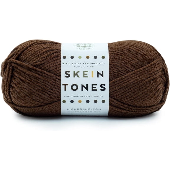 Basic Stitch Anti-Pilling Yarn for Crocheting, Knitting, and Crafts, Cocoa, 1 Pack