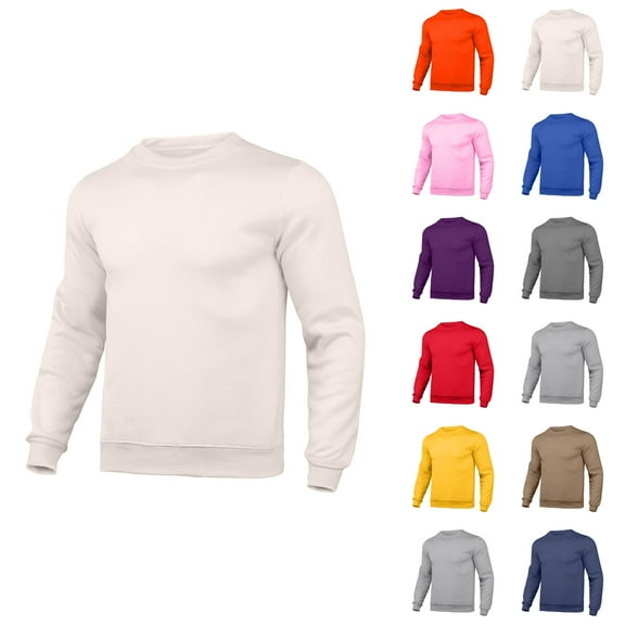 Basic Sweatshirts for Men 2025 Fall Winter Long Sleeve Crewneck Casual Plain Sweatshirt Pullover Tops