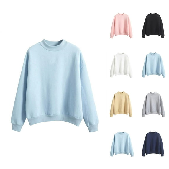 Basic Sweatshirts for Women 2025 Fall Winter Casual Long Sleeve Turtleneck Plain Sweatshirt Pullover Tops