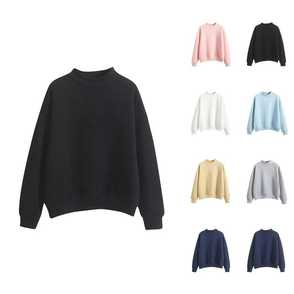 Basic Sweatshirts for Women 2025 Fall Winter Casual Long Sleeve Turtleneck Plain Sweatshirt Pullover Tops