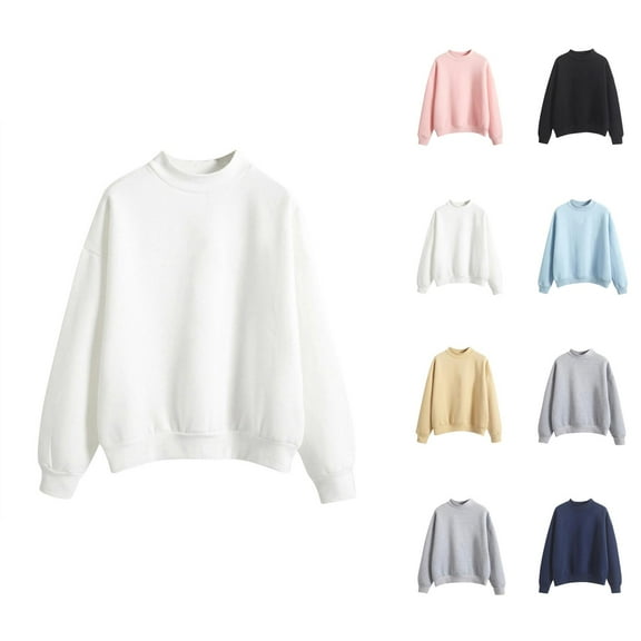 Basic Sweatshirts for Women 2025 Fall Winter Casual Long Sleeve Turtleneck Plain Sweatshirt Pullover Tops