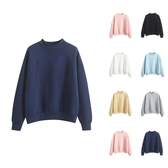 Basic Sweatshirts for Women 2025 Fall Winter Casual Long Sleeve Turtleneck Plain Sweatshirt Pullover Tops