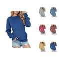 thumbnail image 1 of Basic Sweatshirts for Women 2025 Fall Winter Long Sleeve Crewneck Plain Sweatshirt with Pockets Pullover Tops, 1 of 5