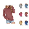 thumbnail image 1 of Basic Sweatshirts for Women 2025 Fall Winter Long Sleeve Crewneck Plain Sweatshirt with Pockets Pullover Tops, 1 of 5