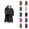 thumbnail image 1 of Basic Sweatshirts for Women 2025 Fall Winter Long Sleeve Crewneck Side Slit Plain Sweatshirt Pullover Tops, 1 of 6