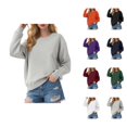 thumbnail image 1 of Basic Sweatshirts for Women 2025 Long Sleeve Crewneck Casual Oversized Plain Sweatshirt Pullover Tops, 1 of 5