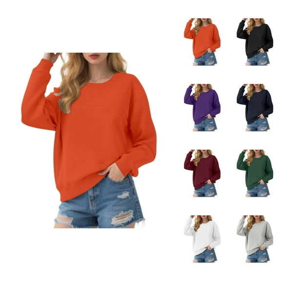 Basic Sweatshirts for Women 2025 Long Sleeve Crewneck Casual Oversized Plain Sweatshirt Pullover Tops