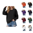thumbnail image 1 of Basic Sweatshirts for Women 2025 Long Sleeve Crewneck Casual Oversized Plain Sweatshirt Pullover Tops, 1 of 5