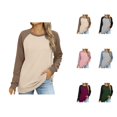 thumbnail image 1 of Basic Sweatshirts for Women 2025 Long Sleeve Crewneck Color Block Sweatshirt Pullover Tops Fall Winter Outfits, 1 of 6