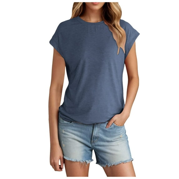 Basic T-Shirts Scoop Neck Short Sleeve Crop Tops Cute Summer Tops loose Tees Y2k Clothing 2024
