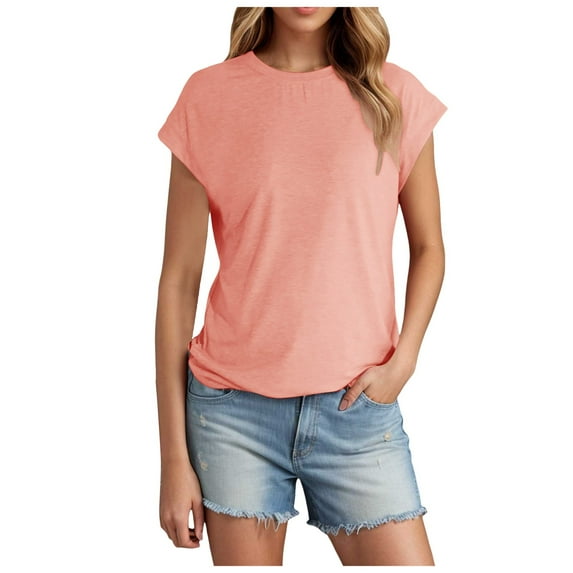 Basic T-Shirts Scoop Neck Short Sleeve Crop Tops Cute Summer Tops loose Tees Y2k Clothing 2024