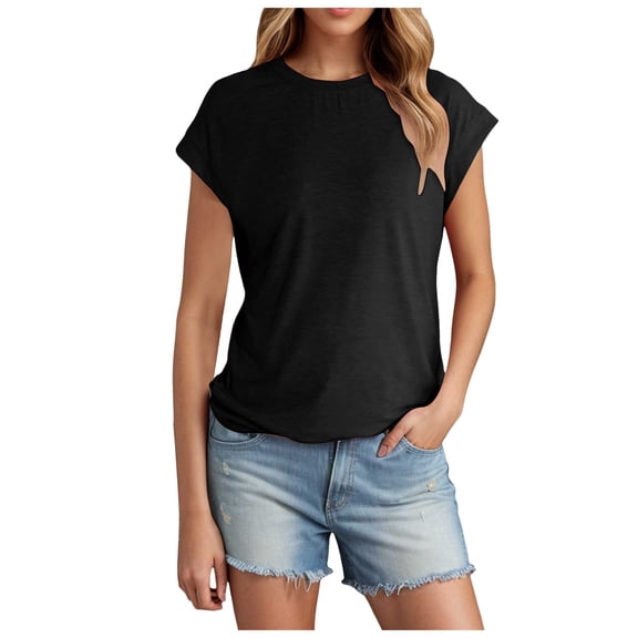 Basic T-Shirts Scoop Neck Short Sleeve Crop Tops Cute Summer Tops loose Tees Y2k Clothing 2024