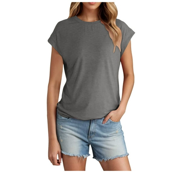 Basic T-Shirts Scoop Neck Short Sleeve Crop Tops Cute Summer Tops loose Tees Y2k Clothing 2024