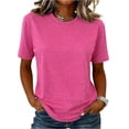 thumbnail image 1 of Basic T Shirts for Women,Crew Neck Short Sleeve Summer Shirts,Solid Loose Fit Tshirt, Plain Workout Tops, Undershirts, 1 of 4