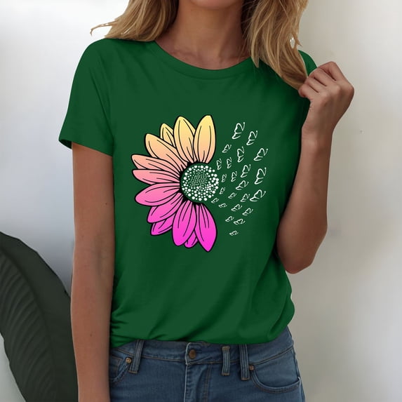 Basic T Shirts for Women Everyday Casual Loose Fit Summer Short Sleeve