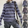 thumbnail image 1 of Basic T Shirts for Women Spring Summer Casual Tees Loose Long Sleeve Crewneck Striped Tops, 1 of 8