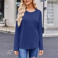 thumbnail image 1 of Basic T Shirts for Women Women's Fashion Solid Color Round Neck Long Sleeve T-shirt Casual Autumn Tops, 1 of 7