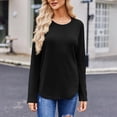 thumbnail image 1 of Basic T Shirts for Women Women's Fashion Solid Color Round Neck Long Sleeve T-shirt Casual Autumn Tops, 1 of 7