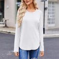 thumbnail image 1 of Basic T Shirts for Women Women's Fashion Solid Color Round Neck Long Sleeve T-shirt Casual Autumn Tops, 1 of 7