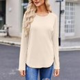 thumbnail image 1 of Basic T Shirts for Women Women's Fashion Solid Color Round Neck Long Sleeve T-shirt Casual Autumn Tops, 1 of 7
