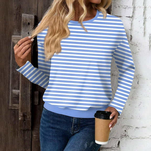 Basic T Shirts for Women Women's Fashionable Casual Long Sleeved Printed Off Shoulder Round Neck Top