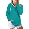 thumbnail image 1 of Basic T Shirts for Women Women's Fashionable Casual Long Sleeved Solid Color Shoulder Hooded Top, 1 of 6