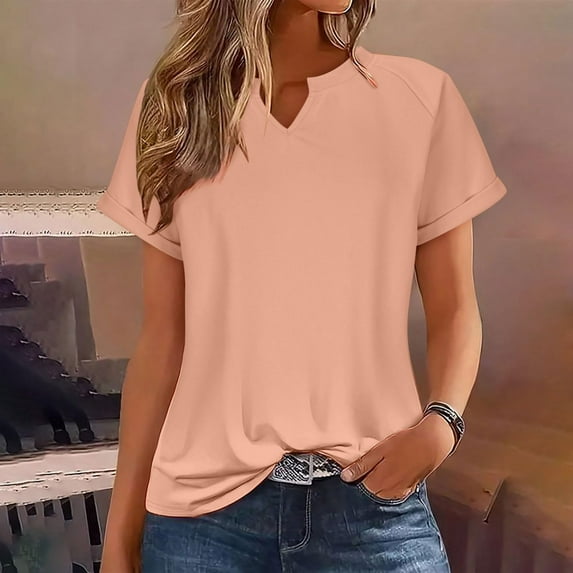 Basic T Shirts for Women Women's Summer Shirt Fashion Loose Casual Printing V-neck Top