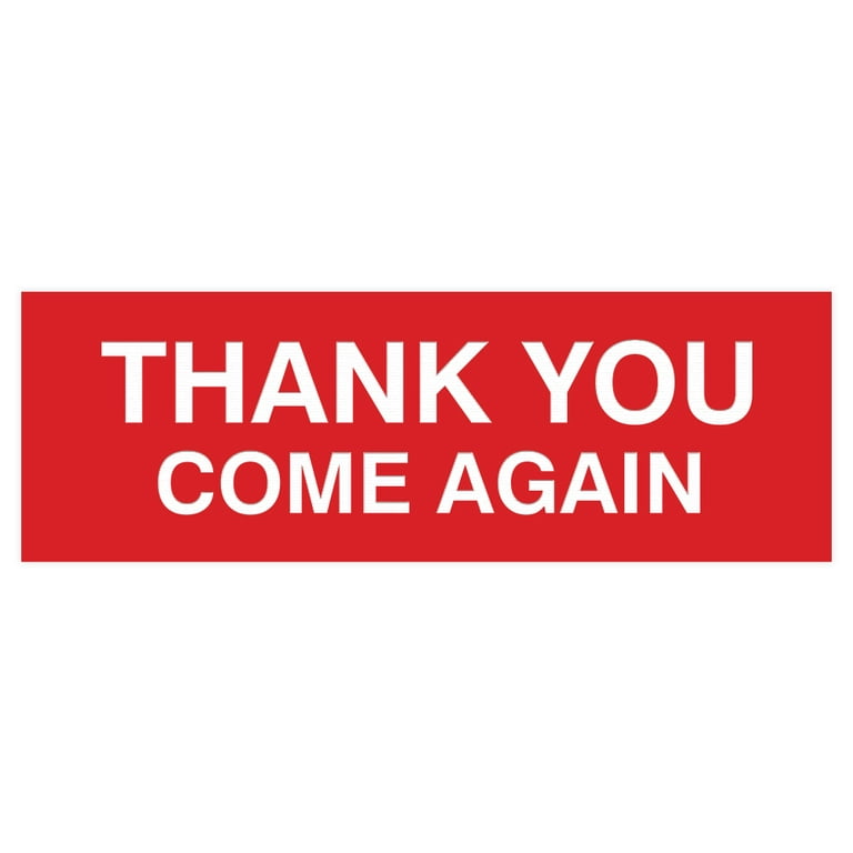 Basic THANK YOU COME AGAIN Sign (Red) - Large - Walmart.com