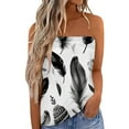 thumbnail image 1 of Basic Tank Tops for Women Women Pringting Strapless Bandeau Tank Casual Sleeveless Summer Vacation Loose Holiday Top Shirt Blouse Women Tanks Top Female Womens Tank Tops, 1 of 5
