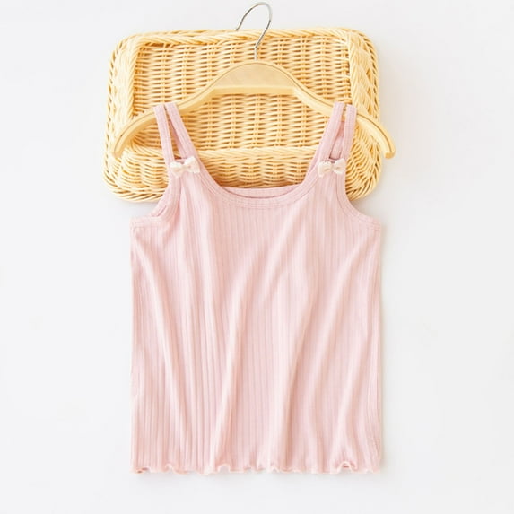 Basic Tank Tops for Teen Girls Sleeveless Spaghetti Strap Cotton Camisoles Size 3-14 Toddlers Kids Casual Solid Pullover Undershirts Vests