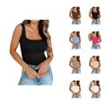 thumbnail image 1 of Basic Tank Tops for Women Casual Plain Square Neck Fitted Sleeveless Shirt Undershirts Summer Outfits, 1 of 3