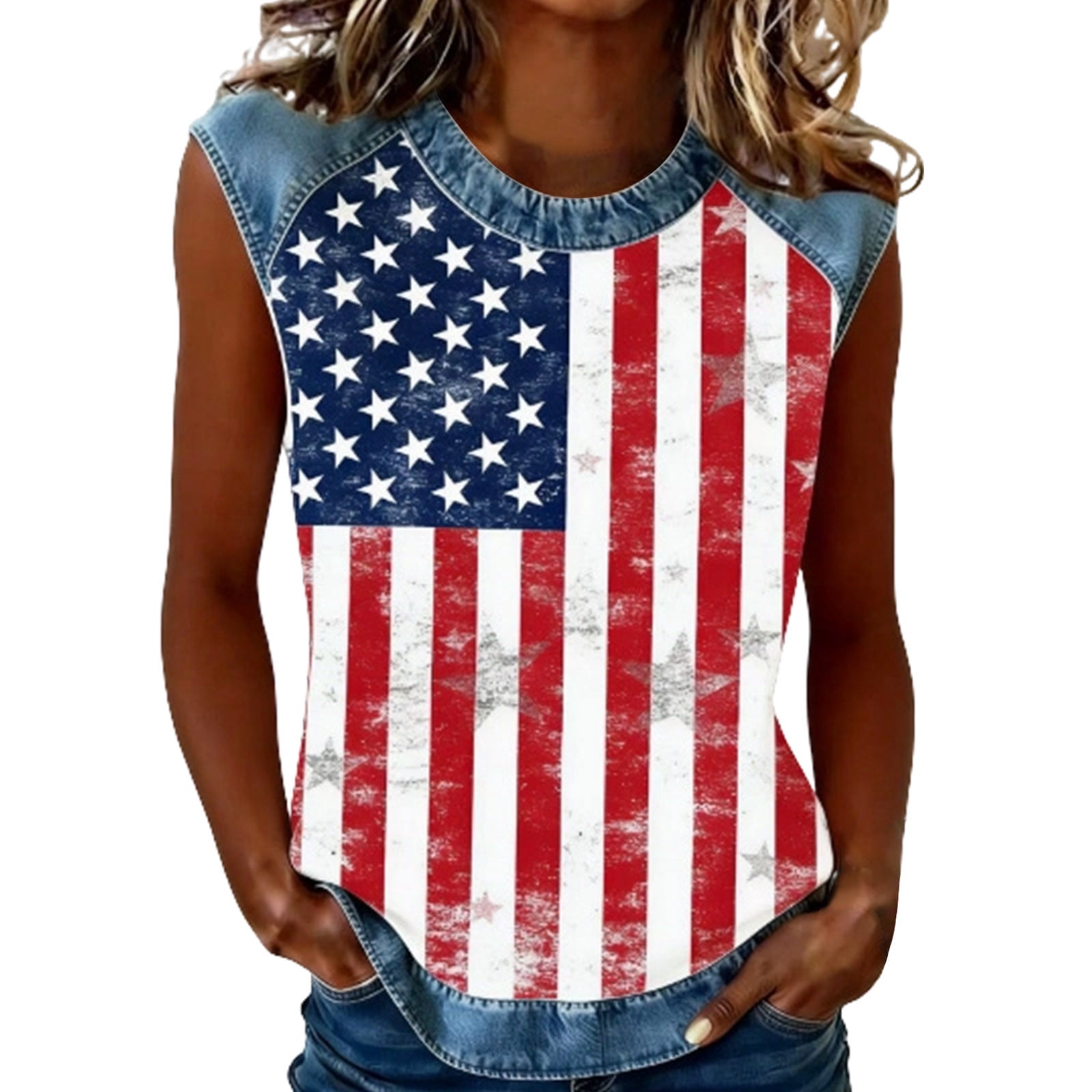 Basic Tank Tops for Women Casual Sleeveless Tank Top With Patriotic ...
