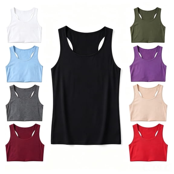Basic Tank Tops for Women Polyester Lightweight Sleeveless Layering Tops,Black L