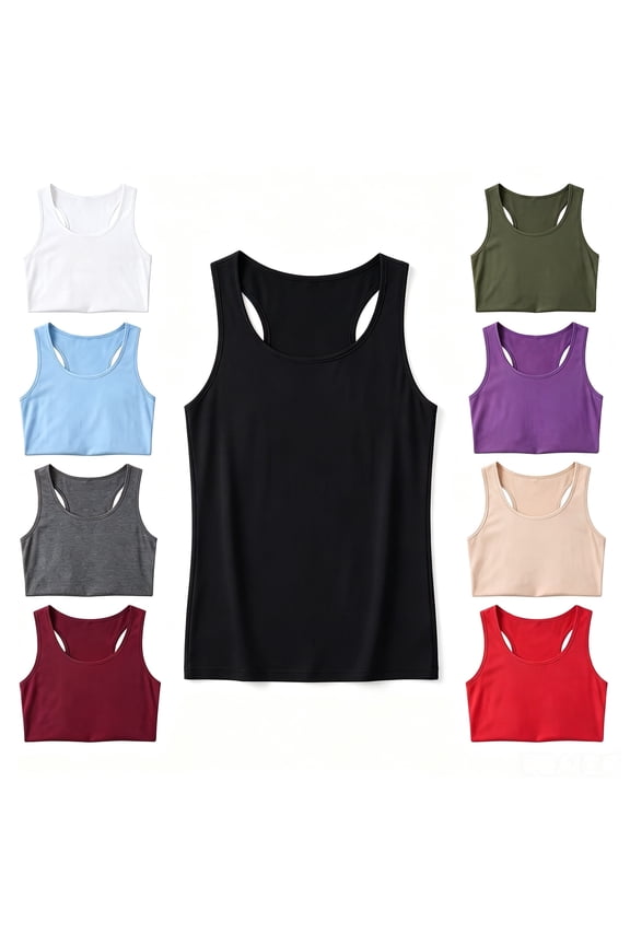 Basic Tank Tops for Women Polyester Lightweight Sleeveless Layering Tops,Black L