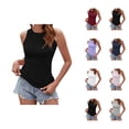 thumbnail image 1 of Basic Tank Tops for Women Stretchy Ribbed Crewneck Fitted Sleeveless Shirt Base Layer Summer Outfits, 1 of 4