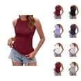 thumbnail image 1 of Basic Tank Tops for Women Stretchy Ribbed Crewneck Fitted Sleeveless Shirt Base Layer Summer Outfits, 1 of 4