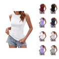 thumbnail image 1 of Basic Tank Tops for Women Stretchy Ribbed Crewneck Fitted Sleeveless Shirt Base Layer Summer Outfits, 1 of 4
