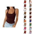 thumbnail image 1 of Basic Tank Tops for Women Stretchy Ribbed U Neck Fitted Casual Plain Sleeveless Shirt Summer Outfits, 1 of 6