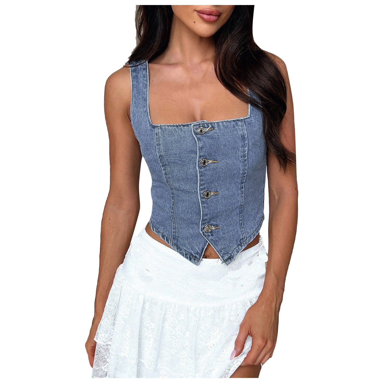 Basic Tank Tops for Women Undershirt Tank Top Strap Shirts Women Women's Summer Fashion Denim